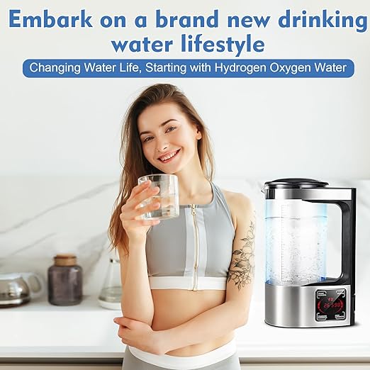 Hydrogen Water Bottle Generator Kettle, 2L Large Capacity Hydrogen Rich Water Machine with Constant Temperature Heating Glass Bottle