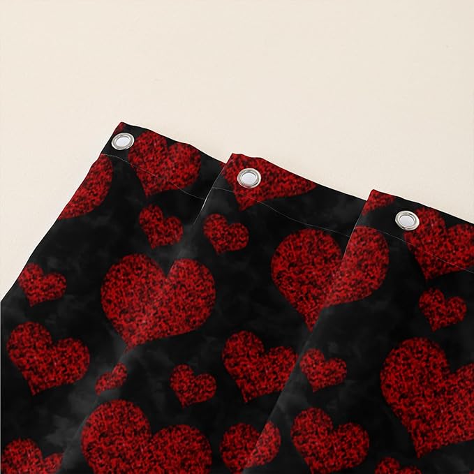 AILONEN Red Rose Shower Curtain for Bathroom, Romantic Flower Rose 3D Printed Valentine Wedding Bathroom Decor Hearts Curtain,72" W*96" H Polyester Waterproof Bath Curtain with 12 Hooks