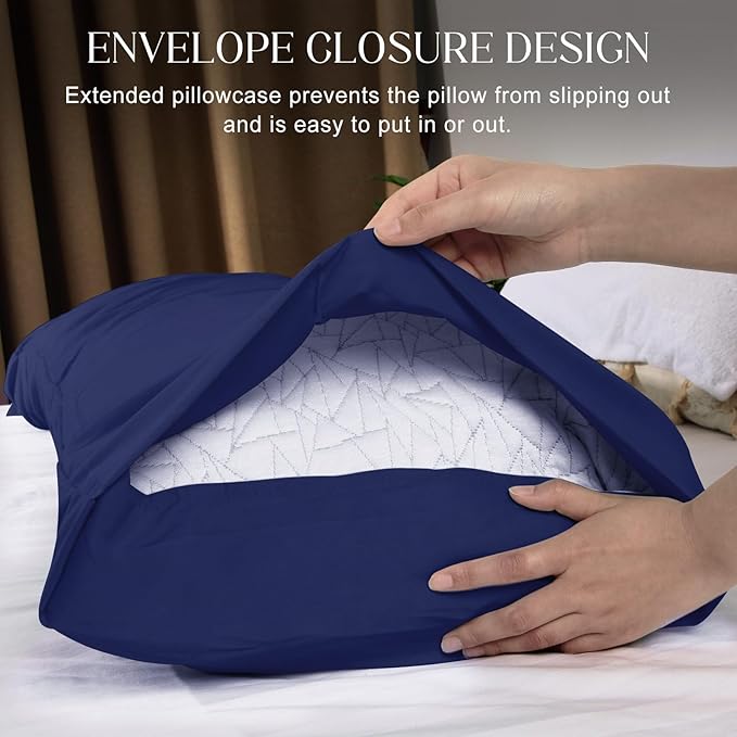 Soft Body Pillow Covers Pillowcases 60 x 21 Inch, WINKAURA Extra Large Pillow Cover for Bed Fits 54x20 Pillow, Envelope Closure, Stylish Wrinkle and Stain Resistant,Navy