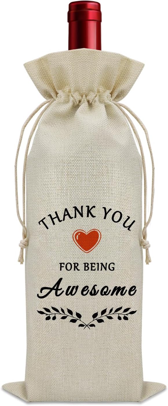 Sazuwu Thank You Gifts for Coworkers Women Wine Bag Employee Appreciation Gifts for Men Thank You for Being Awesome Gifts Wine Bottle Storage Bag Anniversary Present Inspirational Gifts