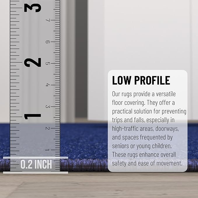 Machine Washable Modern Solid Design Non-Slip Rubberback 2x6 Traditional Runner Rug for Hallway, Kitchen, Bedroom, Living Room, 2'2" x 6', Navy