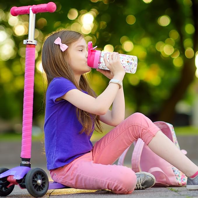 Kids Water Bottle with Spray Mist, 420ml Portable Kids Spray Drinking Bottle for Boys Girls School Cool Down and Hydrate