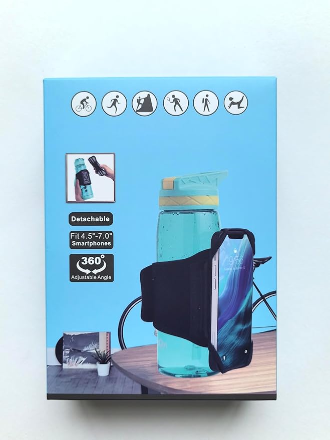 Mobile Water Bottle Strap, Water Bottle Holder for Mobile Phone, 360° Rotatable & Removable Mobile Phone Water Bottle Bag, Gym Water Bottle Accessory for 4.5-7 Inch Mobile Phone & 18-40 oz