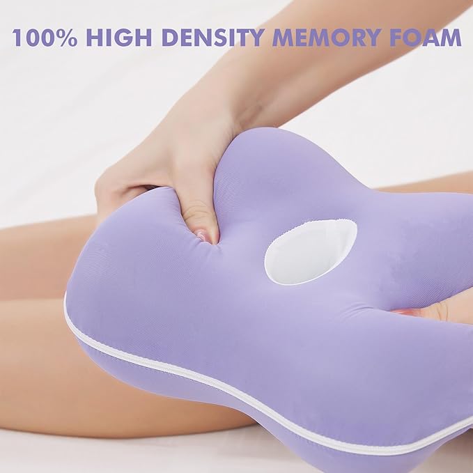 Kevity [Large] Knee Pillow for Side Sleepers Hip Pain, Memory Foam Leg Pillow for Side Sleeping, Cushion for Sciatica, Back, Pregnancy & Spine Alignment with Washable Cooling Cover (Grey)