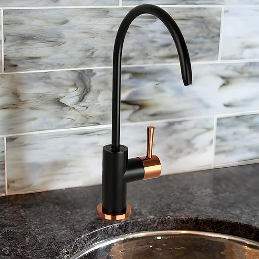 Kitchen Water Filter Faucet Fits Most Reverse Osmosis Units or Water Filtration System in Non-Air Gap, Only for Cold Water (Matte Black and Rose Gold)