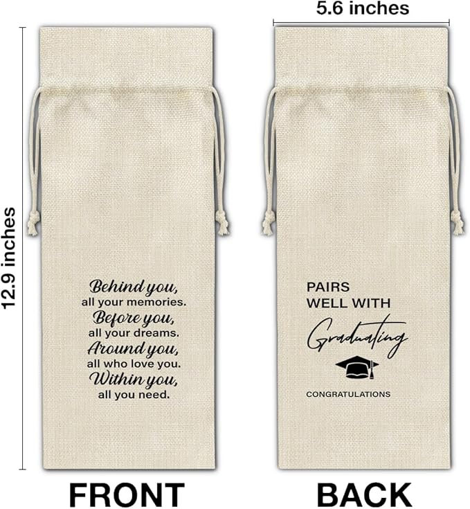 HOIJAUMAI Graduation Gifts for Women Men Graduation Wine Bag Pairs Well with Graduating Wine Gift Bags
