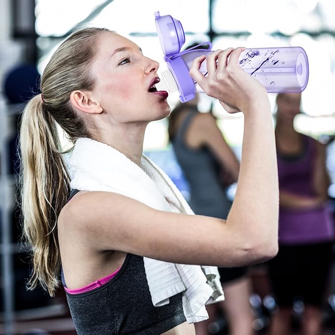 Water Bottle with Flavor Pods 21.9 Oz/650ml Fruit Fragrance Water Bottle Recyclable Sports Air Water Cup Scented Pods for Outdoor (Purple 650ML)