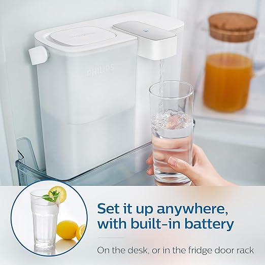 PHILIPS GoZero Next-gen Instant Water Filter Pitcher, Rechargeable Battery, Mirco-X Clean Technology, 3L 12 Cups, 1L/min Fast Flow, Countertop Filtered Water Purifier Jug for Tap Water, 3 Filter