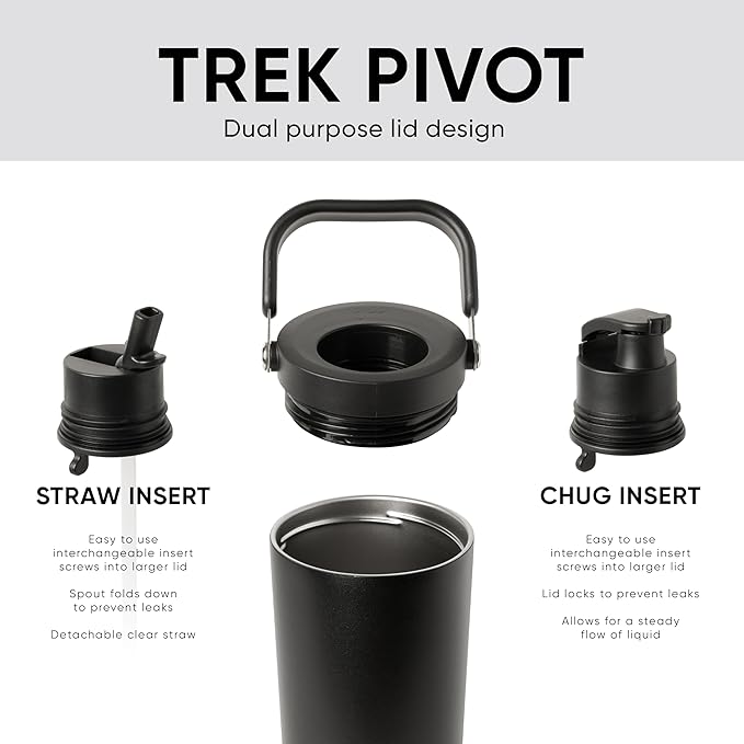 Simple Modern Trek Pivot | 40oz Flip Straw Tumbler with Handle | Water Bottle & Boot | Interchangeable Straw & Chug Lids | Insulated Stainless Steel Jug | Gym Sports Outdoors | Forest