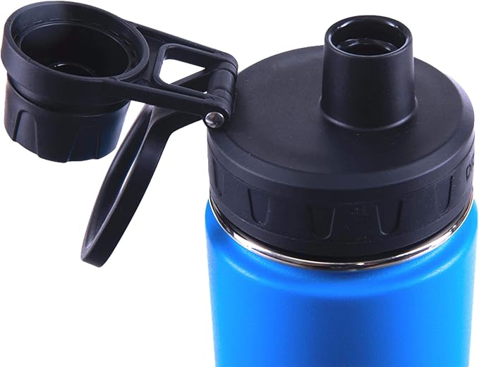 DRINCO Stainless Steel Water Bottle Spout Lid Vacuum Insulated Double Wall Water Bottle Wide Mouth (40oz 32oz 22oz 18oz 14oz) Leak Proof Keeps Cold or Hot (22 oz, 22oz Royal Blue)