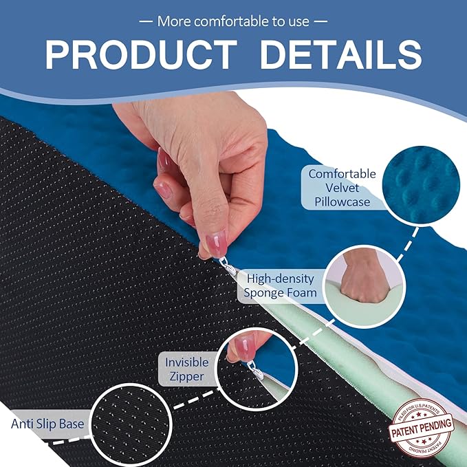 Wedge Pillow for Side Sleeping, Body Positioning Foam Wedge Pillow, Side Wedge Pillow for Sleeping Non-Slip Back Positioning Pillow for Bed Sore Wedge (Blue)