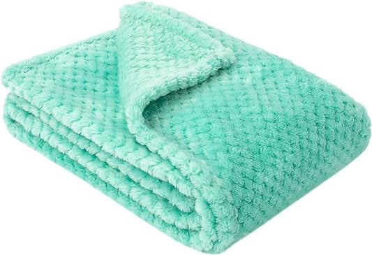 Fuzzy Blanket or Fluffy Blanket for Baby, Soft Warm Cozy Coral Fleece Toddler, Infant or Newborn Receiving Blanket for Crib, Stroller, Travel, Decorative (28Wx40L, XS-T Blue)