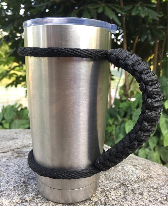 Handmade Paracord Handle for Yeti/Rtic/Ozark Trail Rambler 20 Oz Tumbler. Black