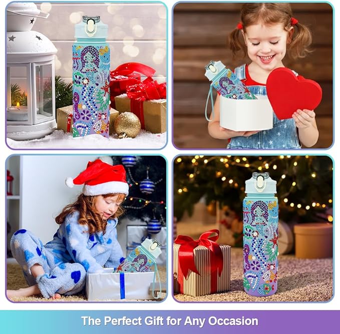 Decorate Your Own Water Bottle Kits for Girls, Water Bottle for Girls, Birthday Gifts for Girls Water Bottle, Arts and Crafts for Girls, Mermaid Arts and Crafts Gifts Toys for Girls Christmas