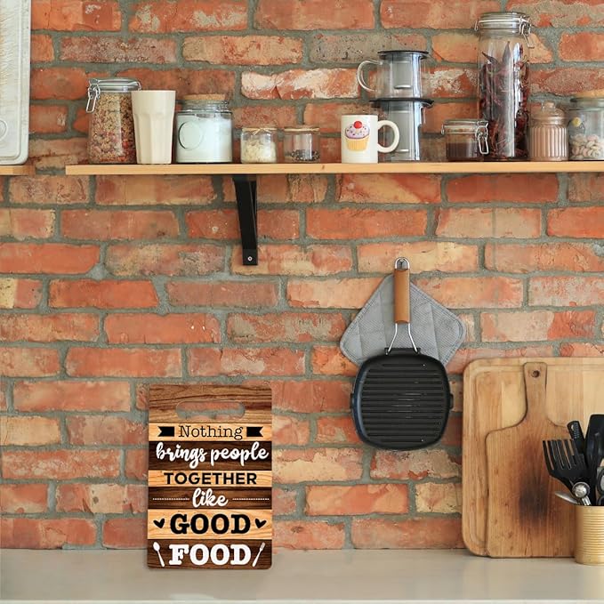 Farmhouse Kitchen Decor, Kitchen Signs Wall Decor, Wall Decor for Kitchen, Kitchen Door Wall Hanging Decor, Nothing Brings People Together Like Good Food Sign 8 x 12 Inch