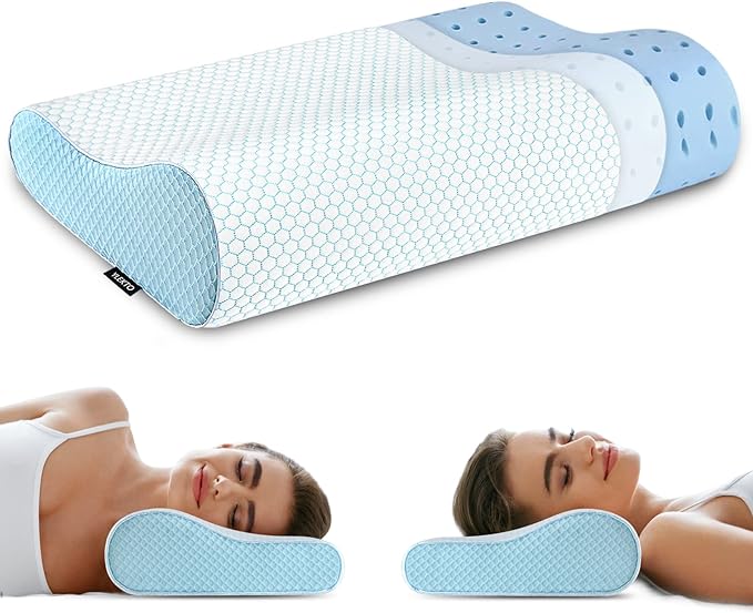 Memory Foam Pillows Neck Pillow for Sleeping, Ergonomic Cervical Pillow Bed Pillow for Side Back Stomach Sleeper, Orthopedic Contour Pillow for Neck and Shoulder Pain Relief