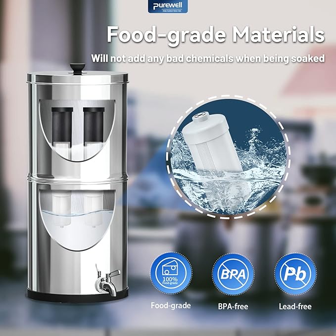 Purewell FL-2 Fluoride Filter Elements, Additional Filter Elements for PB-2/BB8-2 Purification Elements and Purewell Stainless Steel Gravity Water Filter System (2 Pack)