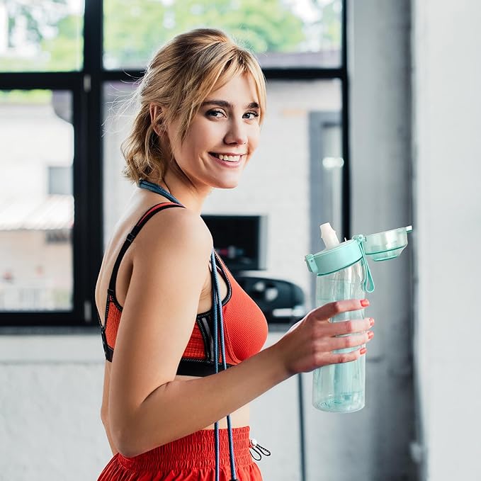 Water Bottle with 7Pcs Air Flavor Pods, Air Bottle Pods Water Bottle, Flavor Caps with Water Bottle, Fruit Scent Pods for Outdoor Sport(Blue-7 Pods)