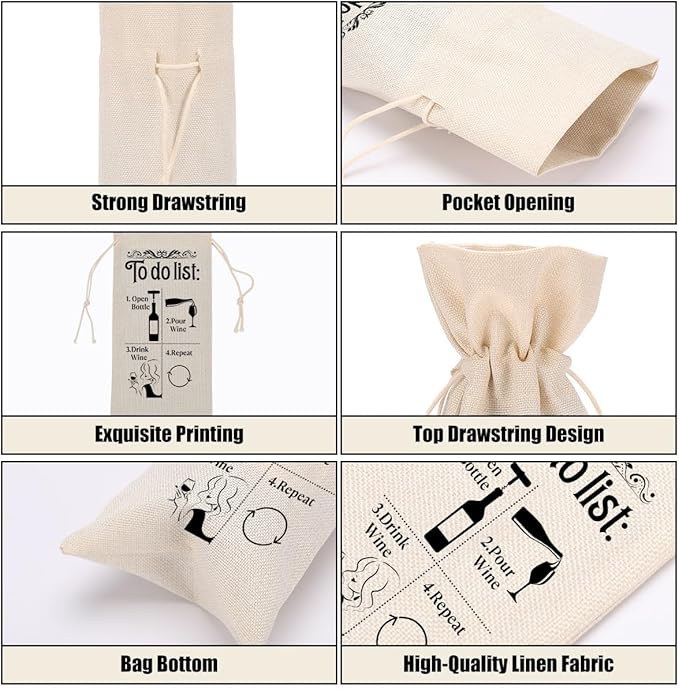 Funny Wine Quotes Wine Bag Wine Tasting Party Supplies for Wine Lovers Women Men Grandma Groom Friend Christmas Birthday Wedding Bachelorrette Party Wine Bags