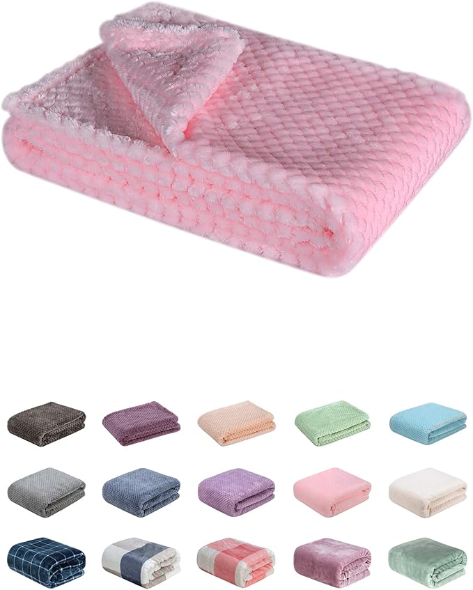 Fuzzy Blanket or Fluffy Blanket for Baby, Soft Warm Cozy Coral Fleece Toddler, Infant or Newborn Receiving Blanket for Crib, Stroller, Travel, Decorative (28Wx40L, XS-Baby Pink)