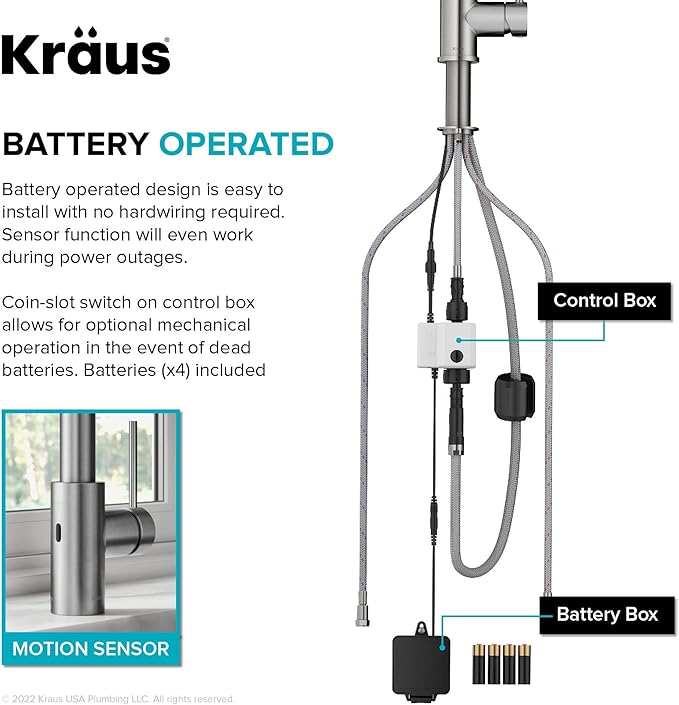 KRAUS Oletto Touchless Sensor Commercial Pull-Down Single Handle Kitchen Faucet with QuickDock Top Mount Assembly in Spot Free Stainless Steel, KSF-2631SFS