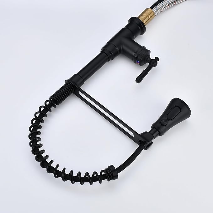 Black Kitchen Faucet with Pull Down Sprayer Stainless Steel Single Handle Pull Out Spring Sink Faucets 1 Hole Or 3 Triple function campers, RVs, laundry rooms, and kitchen countertops or bar counter.