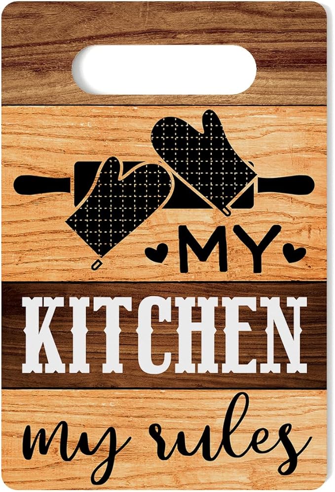 Farmhouse Kitchen Decor, Kitchen Signs Wall Decor, Wall Decor for Kitchen, My Kitchen My Rules Sign, Kitchen Decorations, Kitchen Door Wall Hanging Decor, Kitchen Gifts for Women 8 x 12 Inch