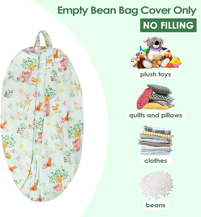 Bean Bag Chair for Kids Stuffed Animal Storage Beanbag Chairs,Toddler Toy Storage Organizer for Girls and Boys,Large 32'' Cover Only（No Filling