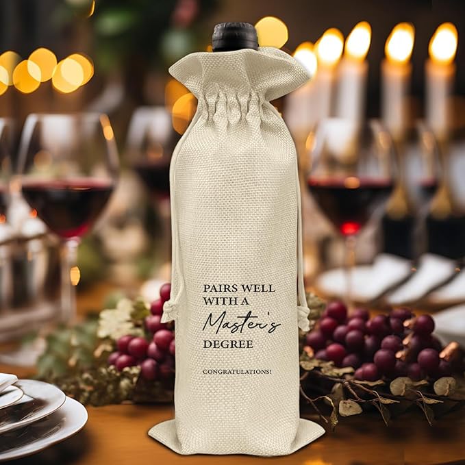 HOIJAUMAI Masters Degree Graduation Gift Masters Graduation Gift Graduation Wine Bag Pairs Well with a Master's Degree Wine Gift Bags for Women Men