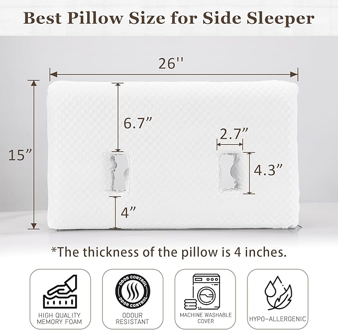Ear Piercing Pillow with Ear Hole for Sleeping with Sore Ear Pain, Memory Foam 2 Hole Ear Hole Pillow Ear Guard Pillow | Ear Piercing Protection | Support earplugs for Sleep (White)