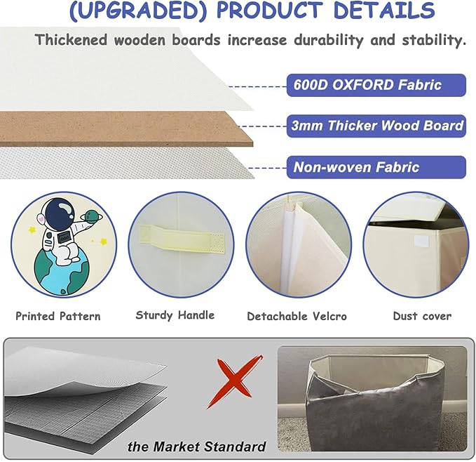 Toy Storage Box with Lid,Extra Large Toy Box Chest Bin Organizer Basket with Dividers for Toddlers,Kids,Boys,Girls,Living Room Area (Beige Astronaut)