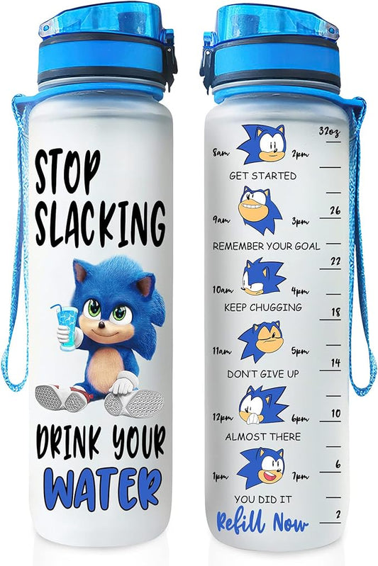 Funny Character Water Bottle with Time Marker, 32oz Motivational Water Bottle for Fitness Gym Outdoor