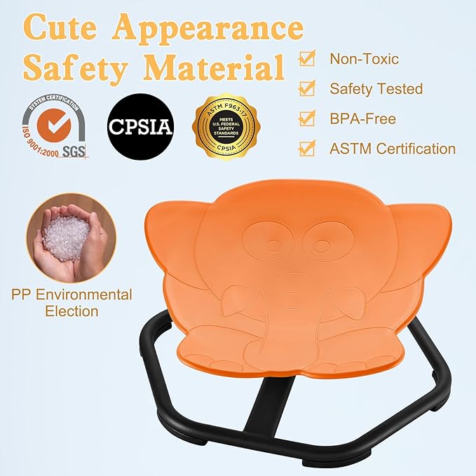 Spinning Chair for Autistic Kids Sit and Spin Chair for Kids Swivel Sensory Chair Elephant Spinning Seat Autism Sensory Chair Items for Sensory Room Training Balance Body Coordination