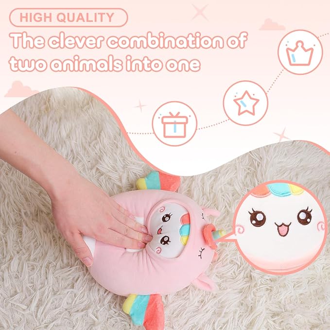 Cute Plush Unicorn Cat Stuffed Animal Pillow, 8" Soft Kawaii Kitten Plushie with Unicorn Outfit Gift for Kids