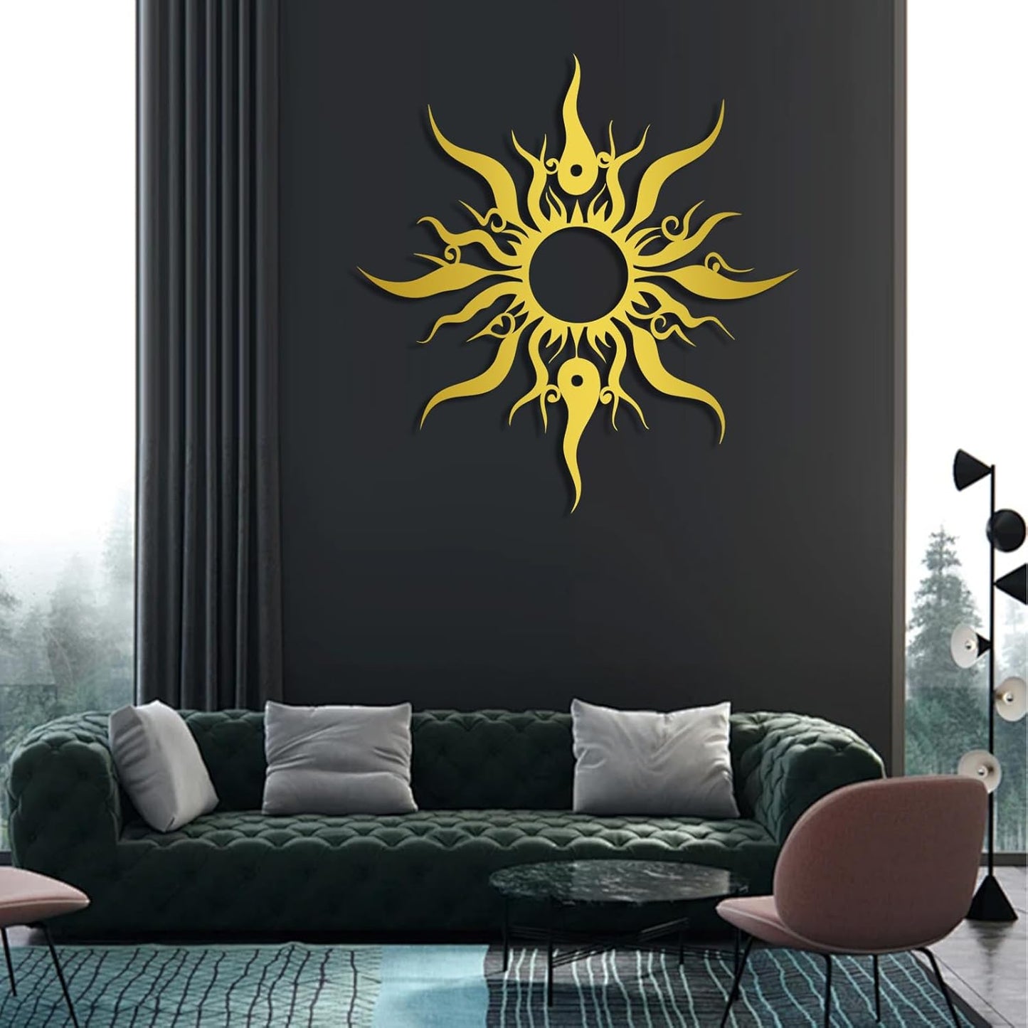 Hotuijxca Metal Wacky Sun Wall Art, Wacky Sun Metal Decor for Livingroom, Bedroom (Silver, 31"x30"/80x77cm, metal wall art)