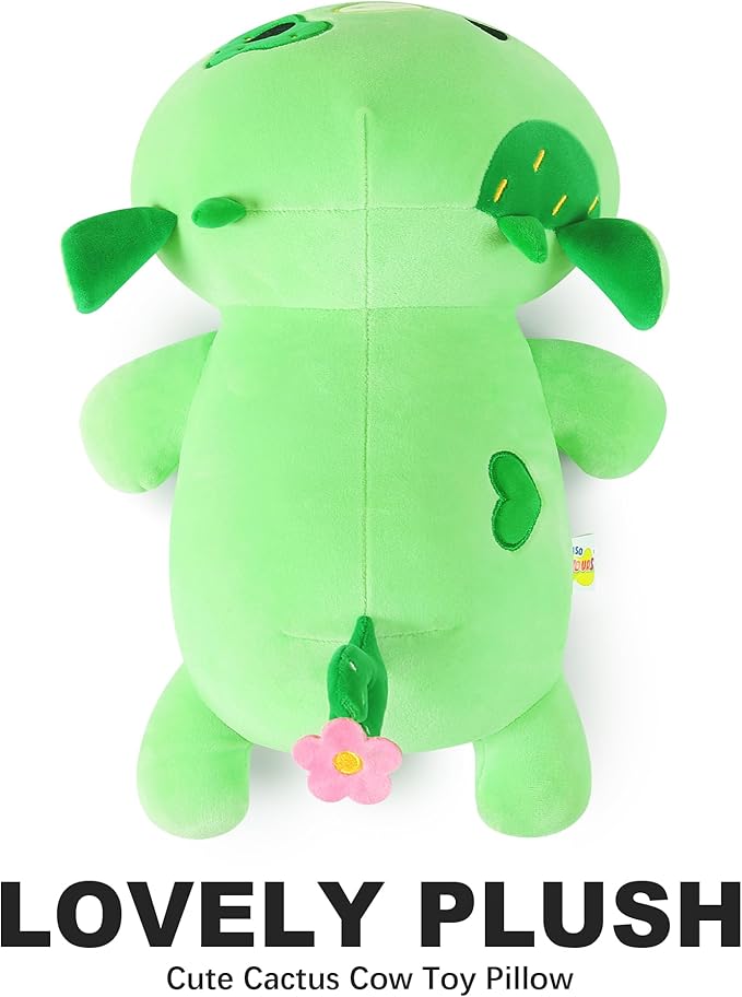 Onsoyours Cute Cow Plushie, Soft Stuffed Cactus Cow Squishy Plush Animal Toy Pillow for Kids (Cactus Cow, 12")