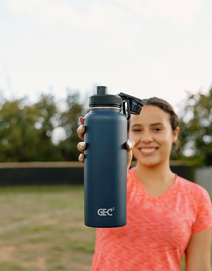 40oz Stainless Steel Water Bottles Leak Proof Vacuum Insulated Water Bottle Thermos Flask Sport Water Bottle (Pearl White)