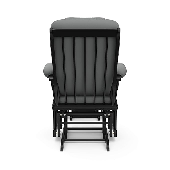 Storkcraft Tuscany Custom Glider and Ottoman with Free Lumbar Pillow (Black/Grey) - Cleanable Upholstered Comfort Rocking Nursery Chair with Ottoman