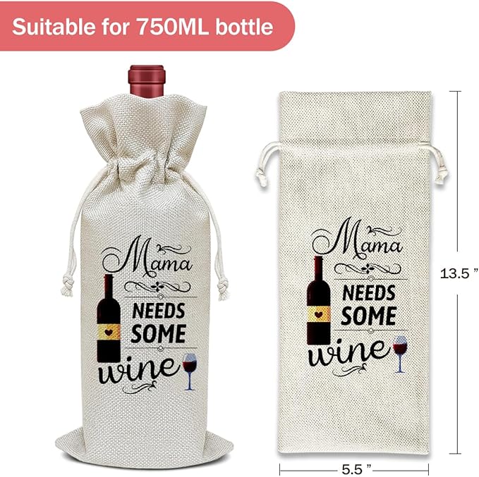 Mama Wine Bag, Mom Gifts Birthday Gifts for Mom Mother Wife Aunt, Retirement Gift Wine Bag Party Favor Wine Champagne Gift Bag With Drawstring -27