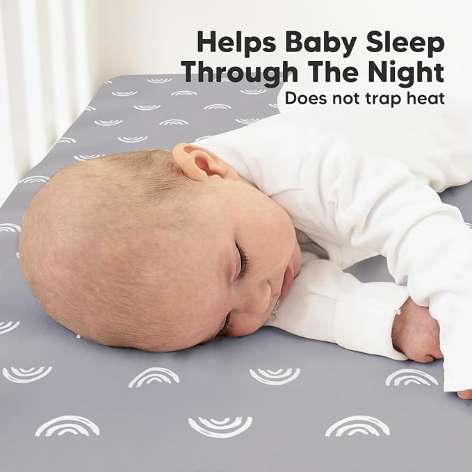 2-Pack Organic Crib Sheets for Boys, Girls - Jersey Fitted Crib Sheet, Baby Crib Sheets Neutral, Crib Mattress Sheet, Cotton Crib Sheets, Breathable Crib Sheet, Baby Mattress Sheets (Rainbow)