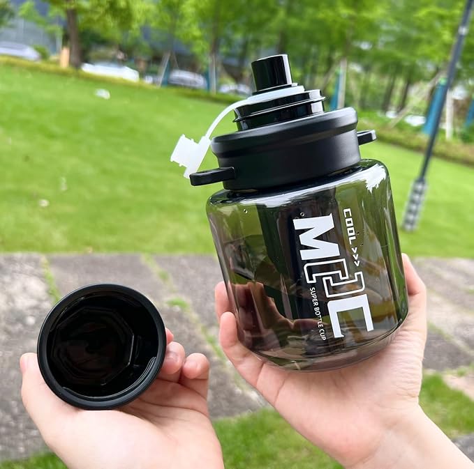 Black Leak-Proof Water Bottle with Flip Top Reusable Plastic Drinking Bottle for School, Gym and Workout (Outer Space)