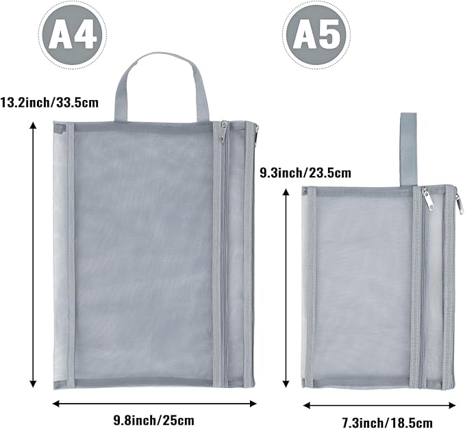 EOOUT 10 Pack Colored Mesh Zipper Pouch Bags, A4 Double-Layer Nylon Puzzle Organizers and Storage Building Block Board Game Storage Breathable Clear Zipper Bags for Office Home Games