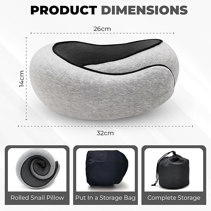 Airplane Travel Neck Pillow, Memory Foam Airplane Travel Pillow, 360 Degree Comfort and Breathability, Washable Modal Cover.Travel neck pillow for Airplane, Neck Pillow Airplane (Light Gray)