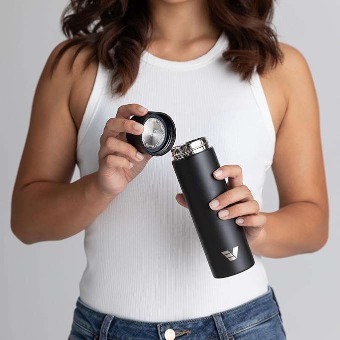 Mini Stainless Steel Water Bottle 14oz - Non-insulated | Designed for Bags | Slim, Lightweight & Stylish – Black