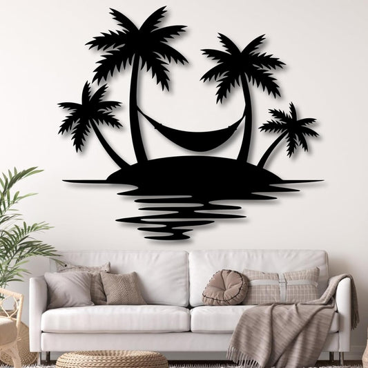 Palm Tree Metal Wall Decor,Palm Tree Outdoor Wall Art,Tropical Palm Tree Wall Decorations for Living Room,Outdoor Wall Decorations for House(35"×31",Black)