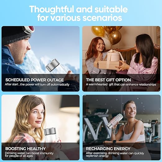 Hydrogen Water Bottle, 3-Min Fast Electrolysis Hydrogen Water Bottle Generator with Multicolored Lights, 420ml Portable Hydrogen Water Generator for Active Lifestyles, Gifts, Travel and Daily Use