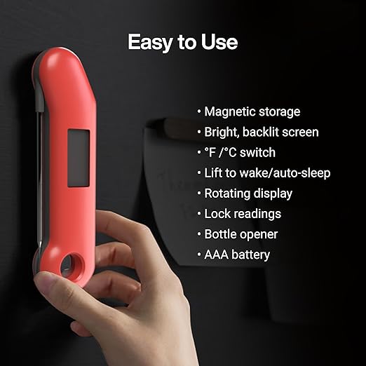 ProfessionaI Meat Thermometer Digital, 3X Faster 0.5 Sec Instant Read, NIST Certified Accurate to ±0.5°F, 100% Waterproof, Auto-Rotating Bright Display, Auto Wake/Sleep, NSF Certified