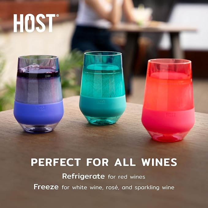 Host Freeze XL Cooling Cup in Double Walled Insulated Freezable Drink Chilling Tumbler with Freezing Gel, 12 Ounces - Set of 4 Vivid Tinted