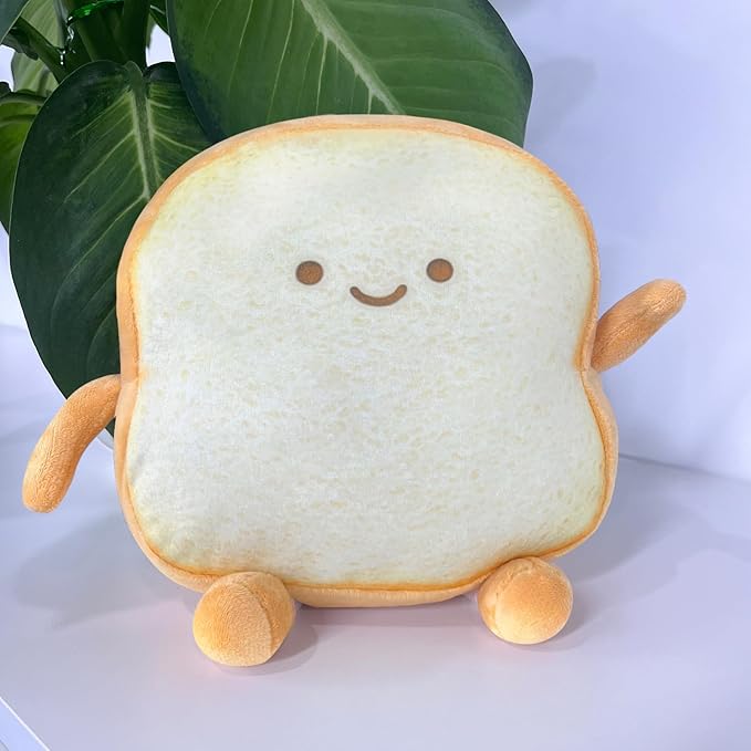 Toast Bread Plush Pillow Toy Bread Doll Funny Cute Food Plushies Stuffed Animal Soft Birthday Party Xmas Gifts 12in (Toast Bread, OneSize)