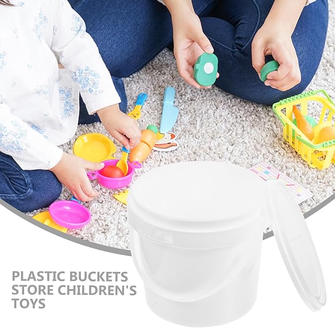 BESTonZON 2pcs Toy Portable Handle Bucket, Heavy Food Grade Household Kids Tub Ice Treasure Duty Container Buckets, 2L Storage Bucket